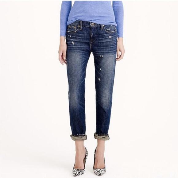 NWT J. Crew Broken in Boyfriend Relaxed Straight Fit Jeans Distressed Size 26 - Picture 1 of 12